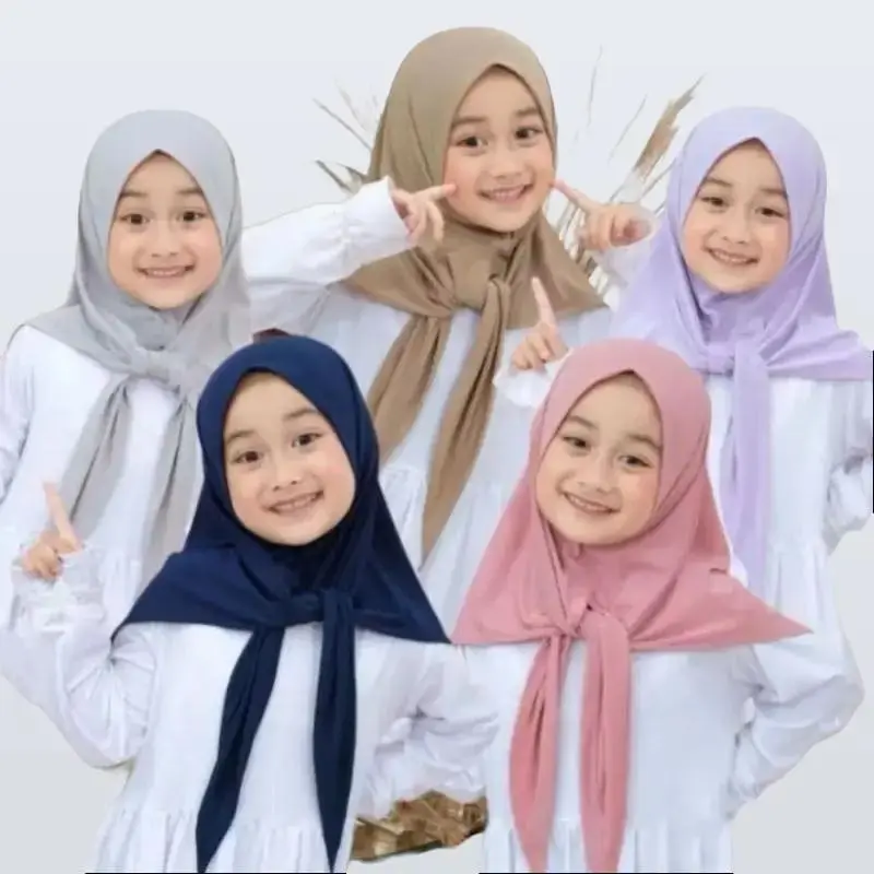 Jilbab Segitiga Instan Anak Jersey Premium Usia 4-10 Thn Kerudung Hijab Segi Tiga Oval Anak TK SD Yumna 2