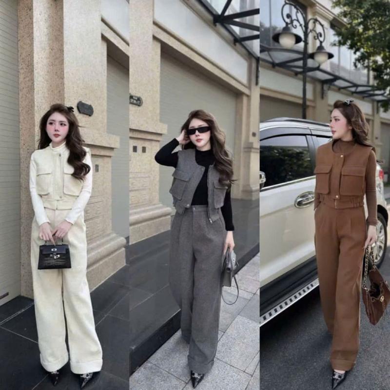  Bộ Set 3 Món Gile Túi Hộp Áo Thun Zip và Quần Suông Phong Cách Hàn Quốc Cá Tính Siêu Thoải Mái Mua Ngay Để Tỏa Sáng Nữ Tính - By BN TRENDY 