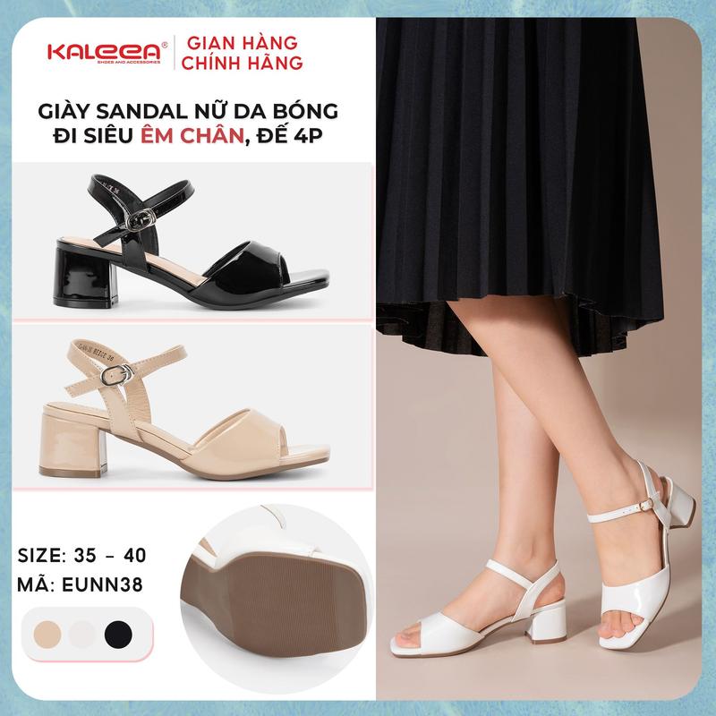  Giày Sandal Nữ Kaleea EUNN38 Đi SIêu Êm Cao Gót Nữ Gót Vuông Chất Da Bóng Đế Cao 4p Đi Êm Chân 