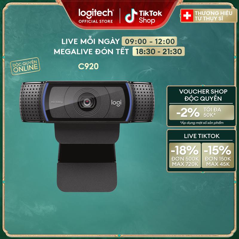  Webcam Logitech C920 Full HD 1080p 30FPS - Mic kép to rõ tự động lấy nét HD 