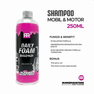 Runner Boosters - Daily Foam Shampo Cuci Motor Mobil 250ml Formula pH Netral & Slick Formula Busa Melimpah Turbofoam sabun cuci motor salju sabun cuci motor
