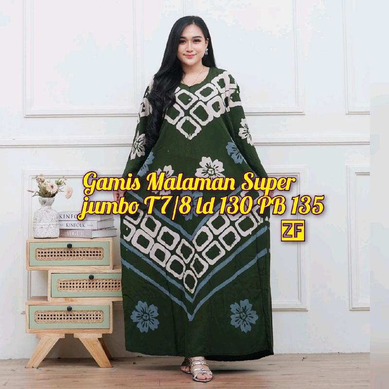 Terbaru Gamis Rayon Pekalongan Cap Malaman Ori Home Dress Busui Super Bige Size Jumbo LD 130 Tangan 7/8 Batik Muslim Nyaman 5