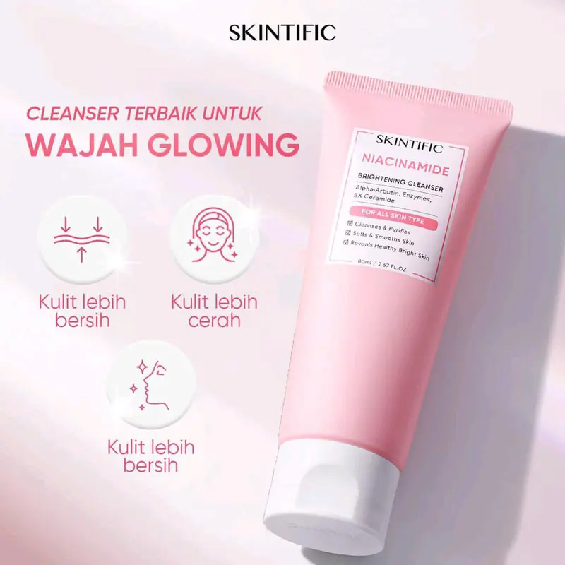 SKINTIFIC NIACINAMIDE BRIGHTENING CLEANSER 80ml mencerahkan 1