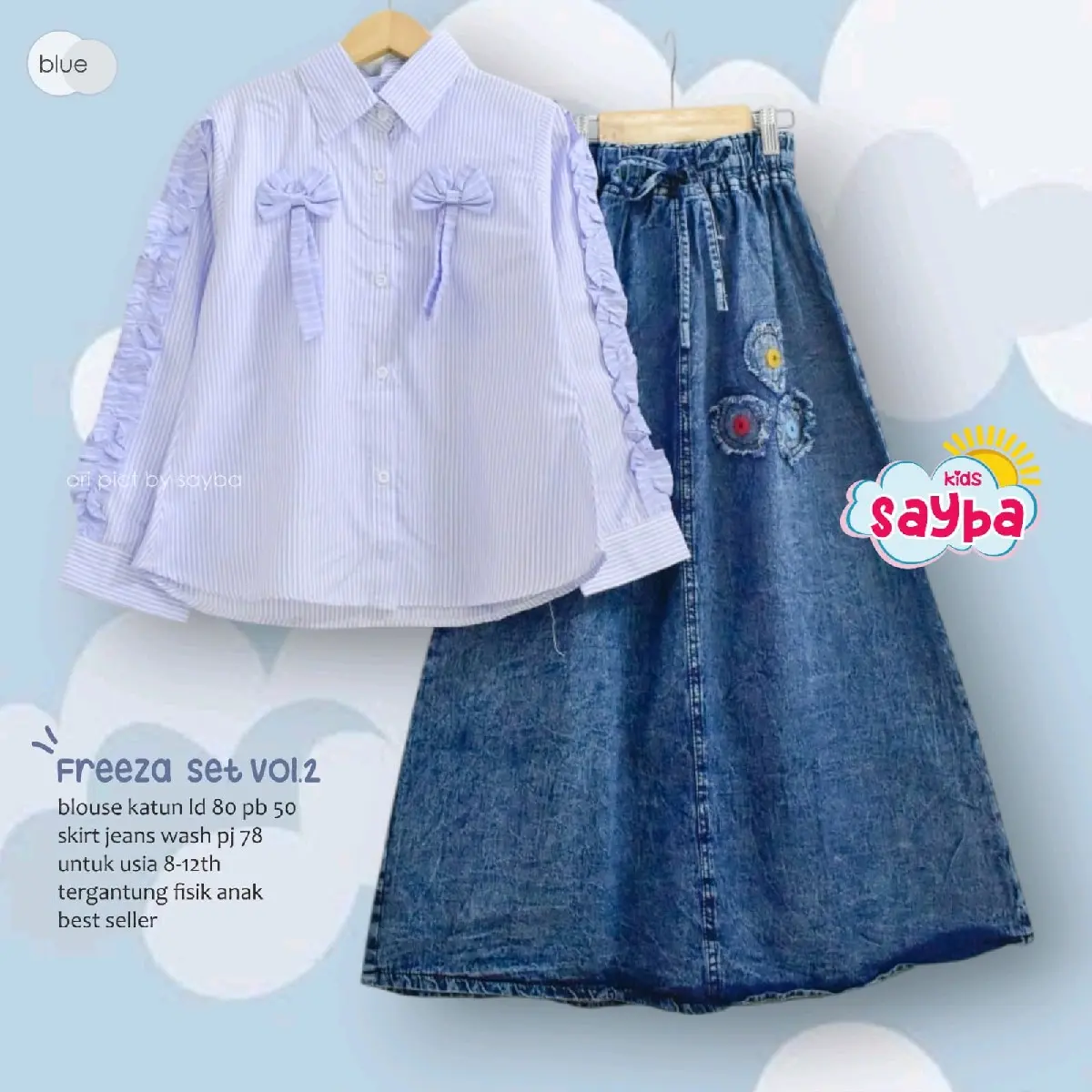 freeza set baju setelan anak perempuan blouse dan skrit Fashion