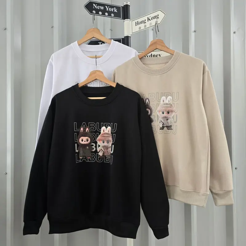 COD Sweater Crewneck wanita motif LABUBU2  Fit to L katun Fleece 0