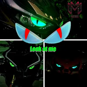 [Mogai] Stiker Mobil Refleksi Mata Setan Laser Bercahaya untuk Semua Mobil dan Sepeda Motor - Warna-warni