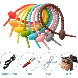 [1PC] 17cm 20cm Pengikat Kabel Headset Serbaguna Cable Management Kabel Ties Cable Tie Kabel Tis Silicone Multifungsi Lucu Pengikat Snack Ganci Serbaguna
