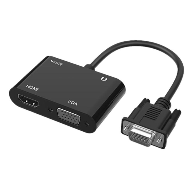 Bộ Chuyển Đổi VGA Sang HDMI, Bộ Chia VGA 1080P, Đầu Ra 1 Trong 2 Cho Máy Tính, Máy Tính Để Bàn, Máy Tính Xách Tay, Màn Hình, Máy Chiếu