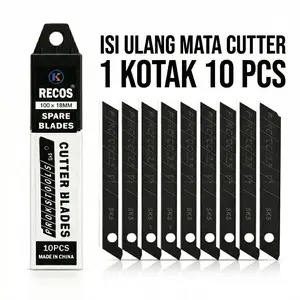 Isi Ulang Cutter 10 PCS Hitam Besar SK5 Refill Cutter 18mm Tajam Stainless