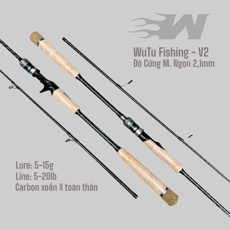(Lẻ Cần) Cần Câu Lure WuTu Fishing - V2 Carbon Xoắn X, Độ Cứng M - V2