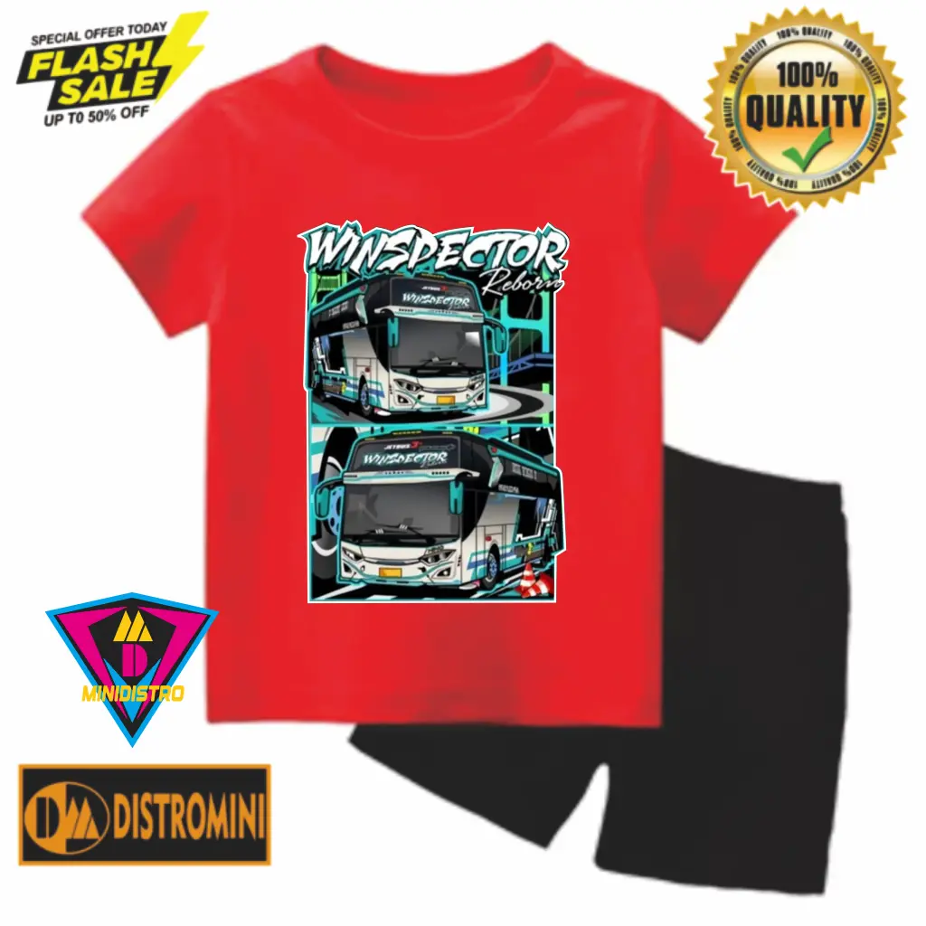 Setelan Baju dan Celana Bayi BUS TELOLET WINSPECTOR Unisex 1-6 Tahun Katun Combad24s Parsel Perempuan
