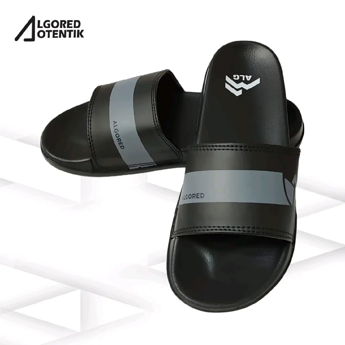 Algored Sandal Slop UK 36-43  Prend line HKZ Apper Hitam Sandal Slipers Pria dan wanita  sandal slip on selop Sendal antiselip simpel Karet Shoes Putih