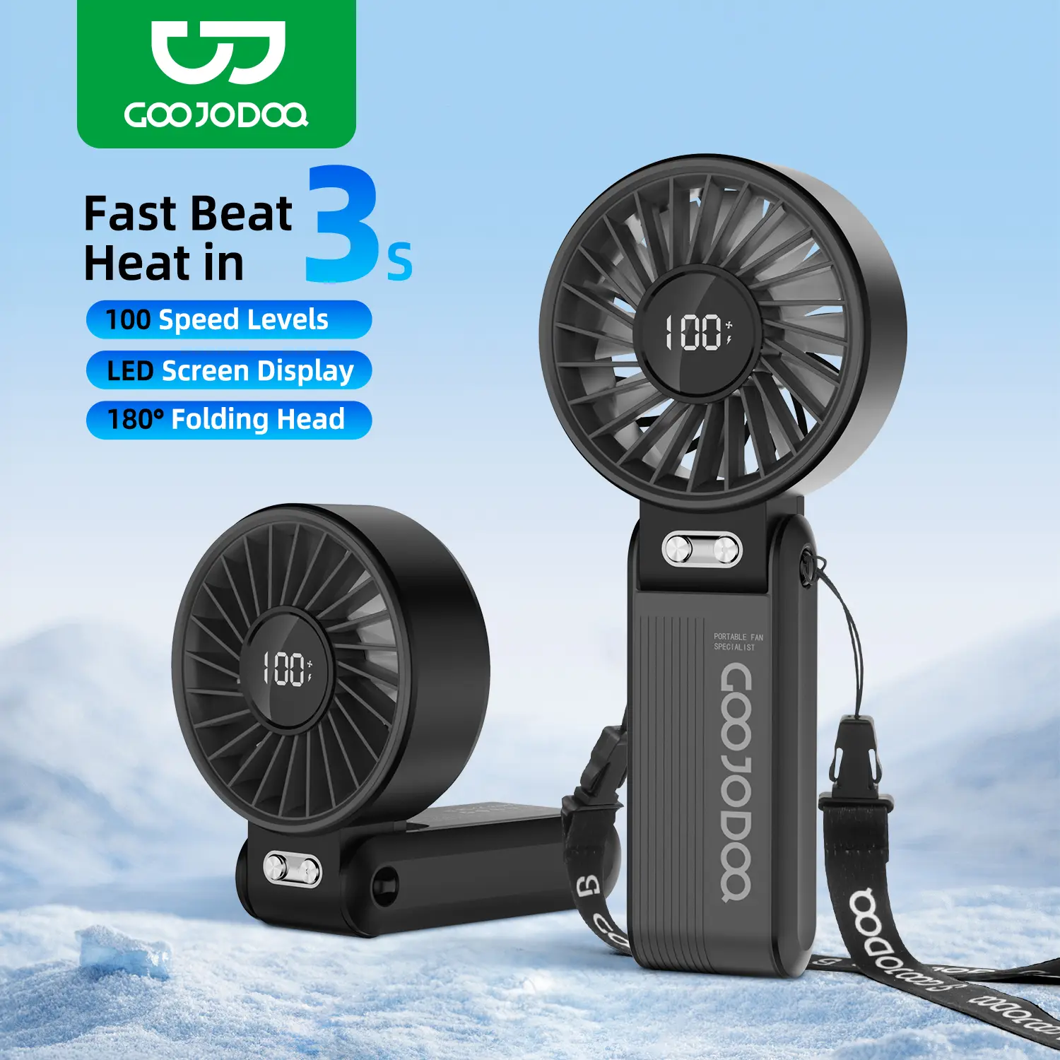Quạt Mini Cầm Tay goojodoq, Mới, Dung Lượng 4000mAh, Yên Tĩnh, Lưu Lượng Không Khí Tốc Độ Cao, Điều Chỉnh Tốc Độ Vô Cấp 100 Mức, Quạt Đeo Cổ Gấp Gọn, Không Tay, Pin Bền, Có Cổng Type-C, Thích Hợp Để Sử Dụng Cuối Cùng, GOOJODOQ | BigBuy360 - bigbuy360.vn