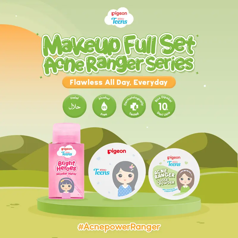 PIGEON TEENS MAKEUP FULL SET | Makeup Kit Remaja| Bedak dan Micellar Water Remaja| Untuk Semua Jenis Kulit 3