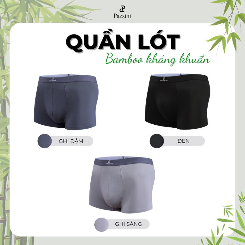 Combo 5 quần lót nam boxer bamboo kháng khuẩn PAZZINI  quần sịp nam co giãn 4 chiều thấm hút  - BX008 