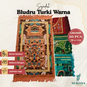 Grosir 10 pcs Sajadah Turki Bludru Warna 70 x 110 cm Nurjaya Collection Bahan 100% Polyster Nyaman Tebal Cocok untuk Sholat di Rumah