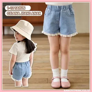 Babyfit Princess Celana Pendek Jeans Anak Perempuan Gaya Korea Fashionable Nyaman Serbaguna Import Cotton Soft Treatment Size PC-160