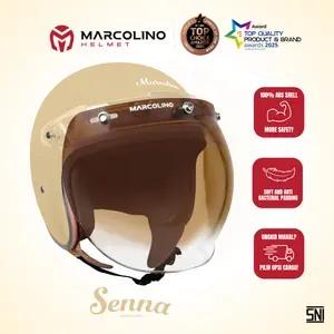 [ Senna Mocca With Visor ] Helm Bogo cewe wanita aesthetic Marcolino Pastel Edition SNI Motorcycle