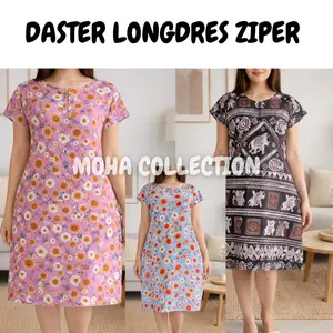 Daster ziper longdress  Wanita Busui Panjang Rayon Dewasa Motif Pendek