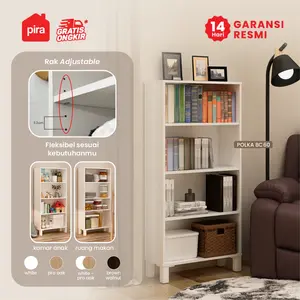 Pira OX - Polka BC60 Rak Buku Minimalis Serbaguna 4 Tingkat