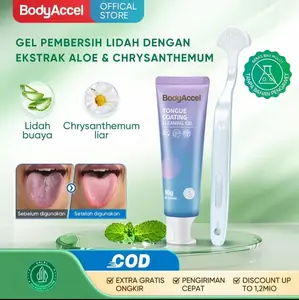 BodyAccel Gel Pembersih Lidah 3D dengan Ekstrak Aloe & Chrysanthemum untuk Bau Mulut dan Napas Segar - Bunga