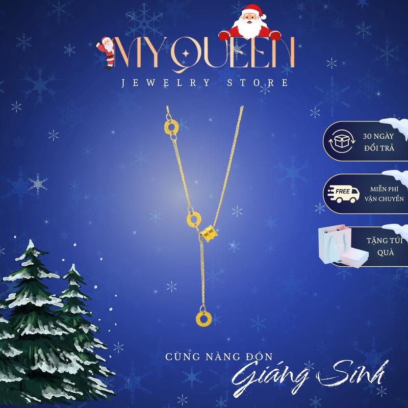 Dây chuyền LU THỐNG CỔ ĐIỂN điểm tua rua tinh tế mang nét đẹp mềm mại dịu dàng chất liệu titan mạ vàng