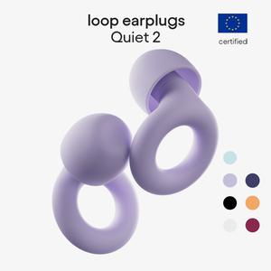 Loop Quiet2-Noise Reducing Earplugs(-24dB) for Sleep，Focus，Study，Noise Sensitivity&Travel-Super Soft，Reusable Hearing Protection 4Sizes(XS-L)