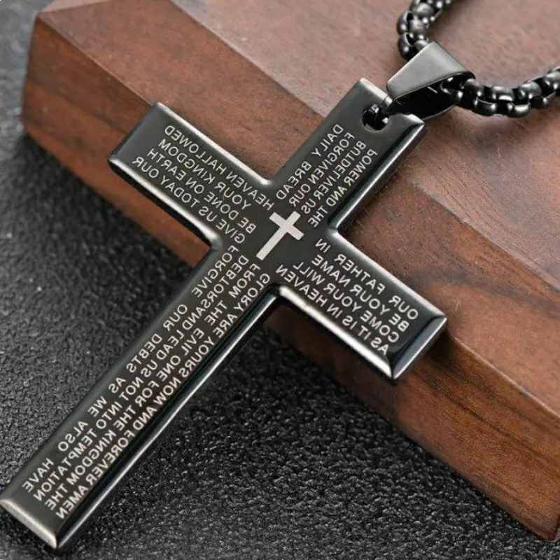 Kalung Salib Titanium Grafir Doa Bapa Kami 3