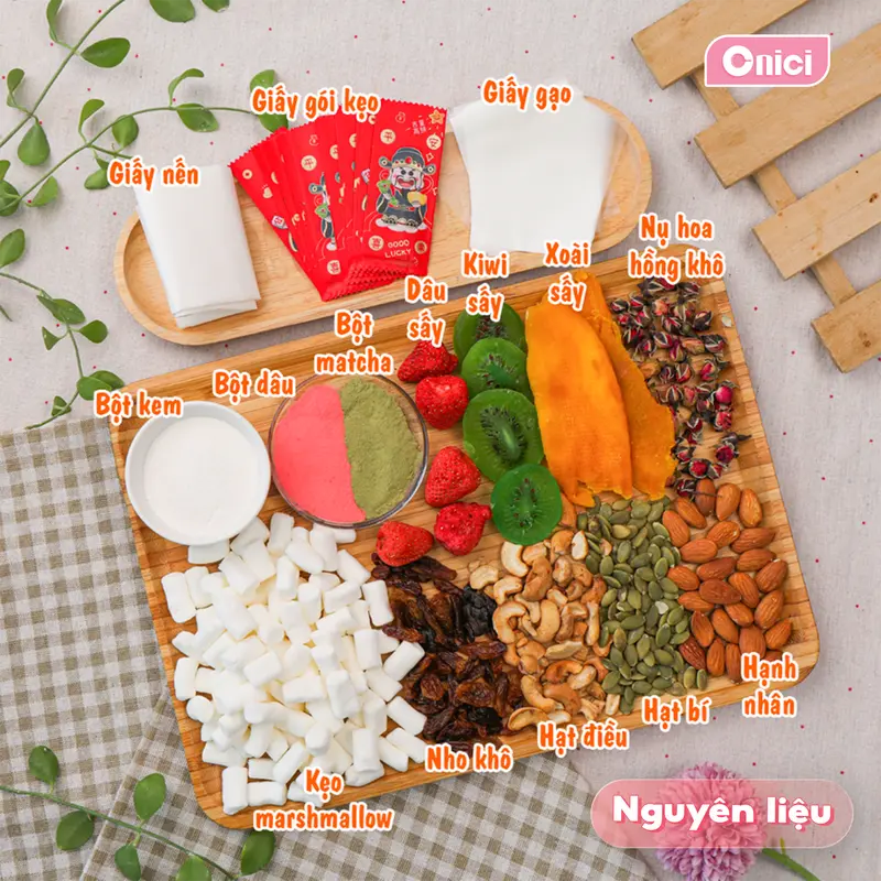 Combo Tết Sum Vầy - Set Bánh Bông Tuyết Hoàng Kim & Kẹo Nougat + Khuôn [set thượng hạng] Bếp Của Mẹ ONICI - Kèm công thức nấu & Quà Tặng