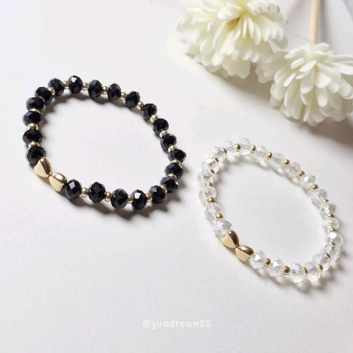 GELANG CRYSTAL BEADS LOVE SIMPLE ELEGAN