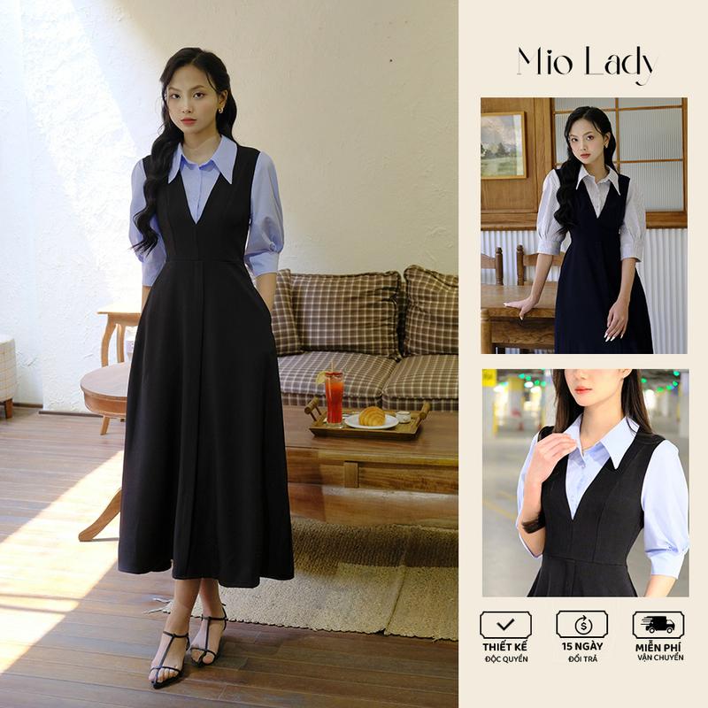 {Deal Mở Bán} Váy Liền Tay Lỡ Phối Cổ Sơ Mi Dáng A – Thanh Lịch, Trẻ Trung, Dễ Phối Đồ -MioLady