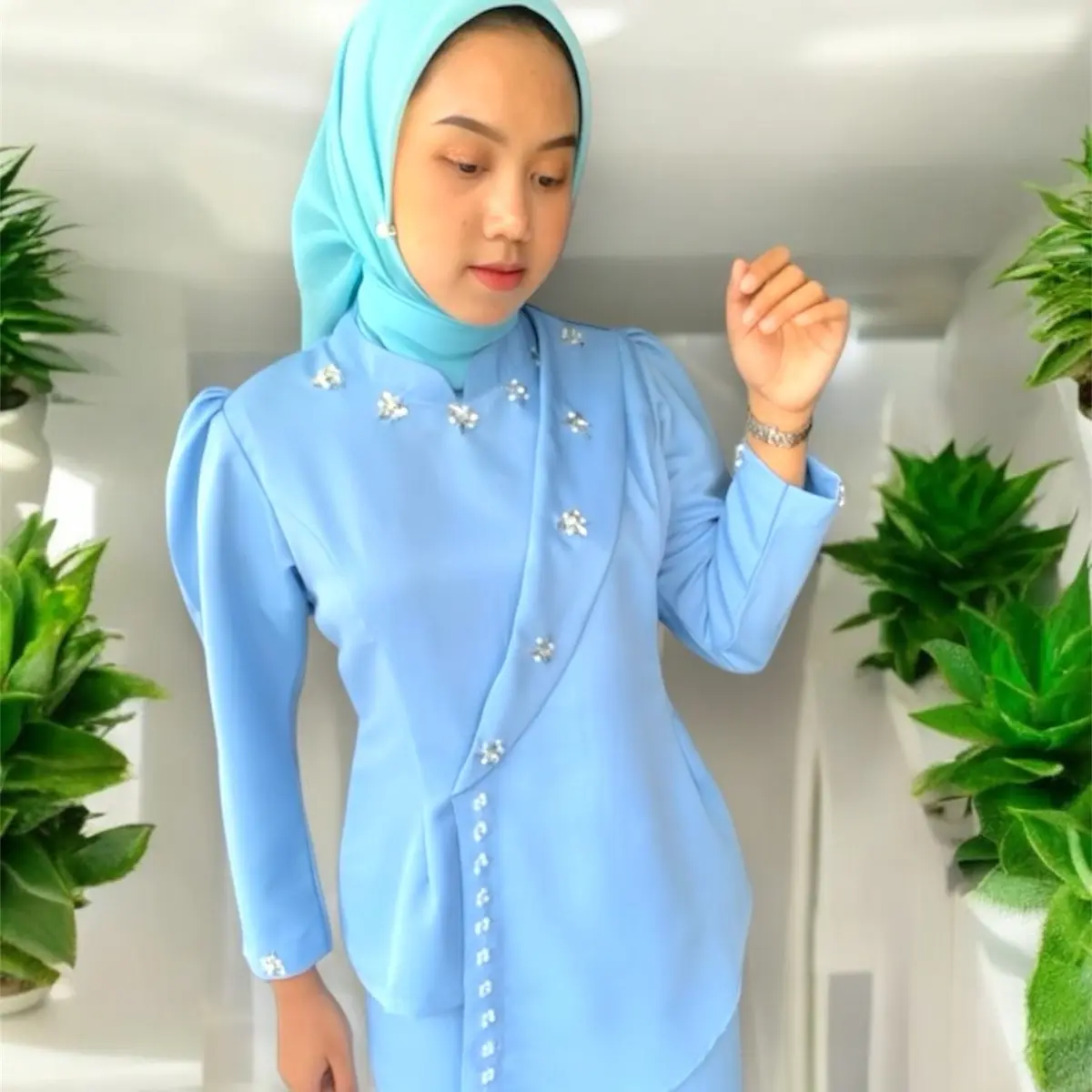 One set Lillah Kurung Melayu Modern Mewah Wanita Dress Muslim Panjang Pesta Panjang Pesta Panjang Pesta Hijau Hitam Baju Setelan