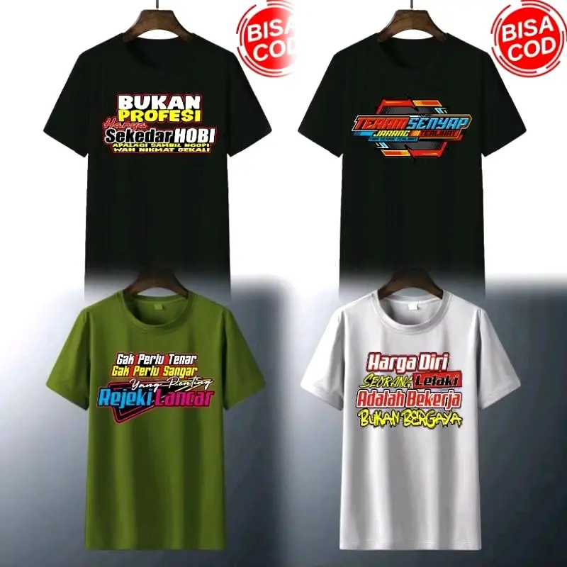 kaos kata kata kece paket isi 8 kaos/atasan dewasa pria wanita sablon DTF 3