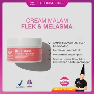 HIQWEEN RE-FORMULA HELLO YOUTH RETINOL GEL MASK Mencerahkan Wajah Hitam Niacinamide  Watery Memudarkan Aging Overnight Masker Acid Tranexamic