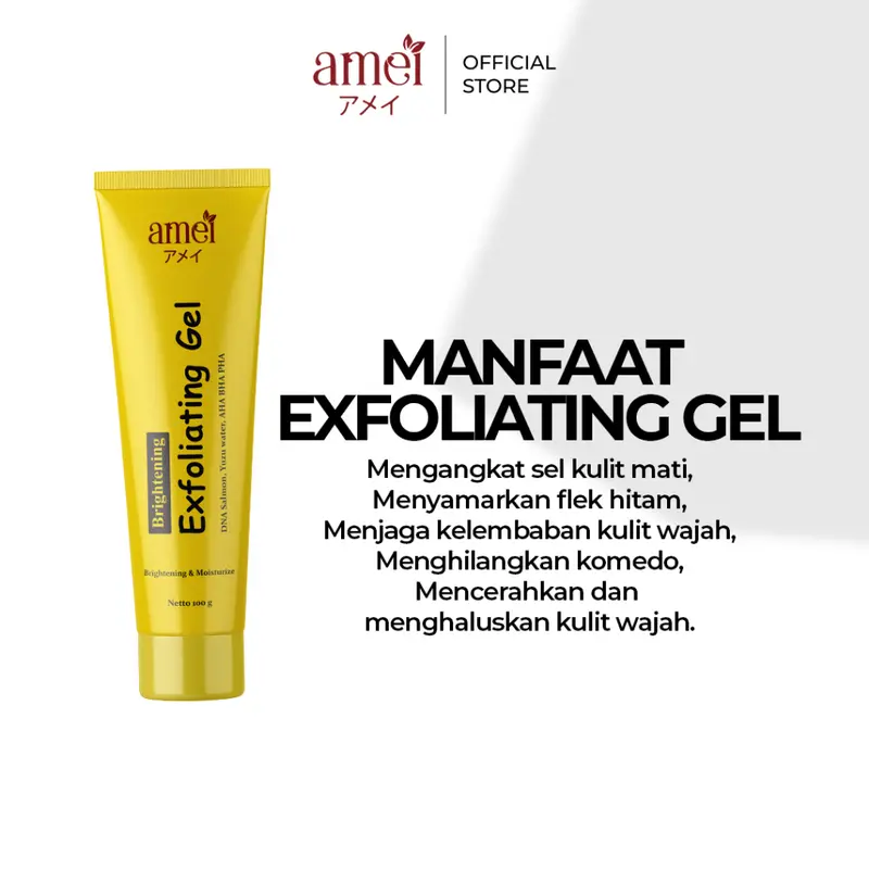 Amei Exfoliating Gel Dna Salmon Pemutih Wajah Mengangkat Sel Kulit Mati Penghilang Daki Bisa Digunakan Wanita & Pria BPOM Mencerahkan 1