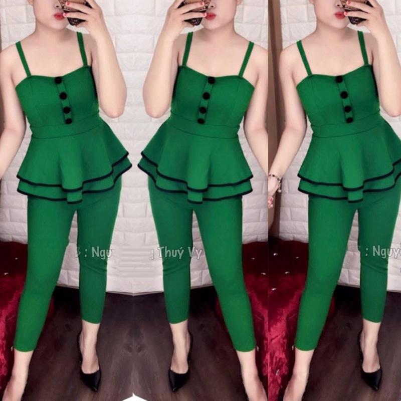 A120-SÉT BỘ ÁO 2 DÂY QUẦN LỬNG 7 TẤC PHOM ÁO TÙNG XOE 2 TẦNG CHẠY VIỀN PHỐI NÚT BỌC. Chất liệu Thun mềm đẹp có giãn tốt . Mẫu về đủ size