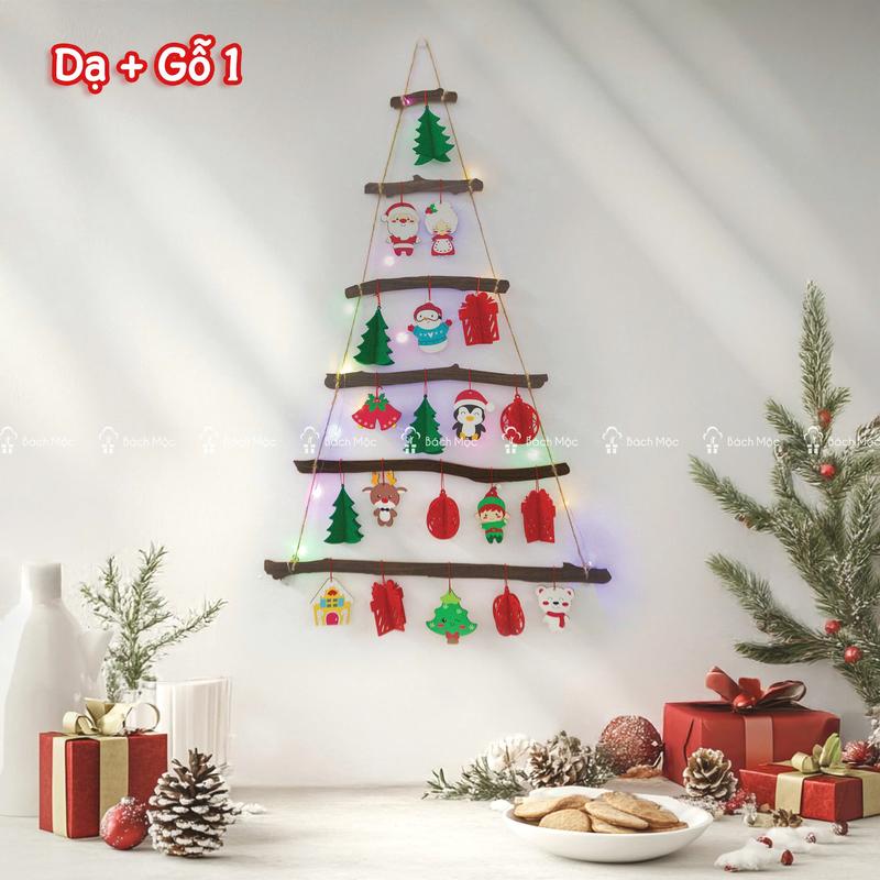 [GIÁNG SINH 2025] Cây thông Noel gỗ lắp ghép treo tường trang trí Giáng Sinh tặng đèn led nháy từ nhà Bách Mộc
