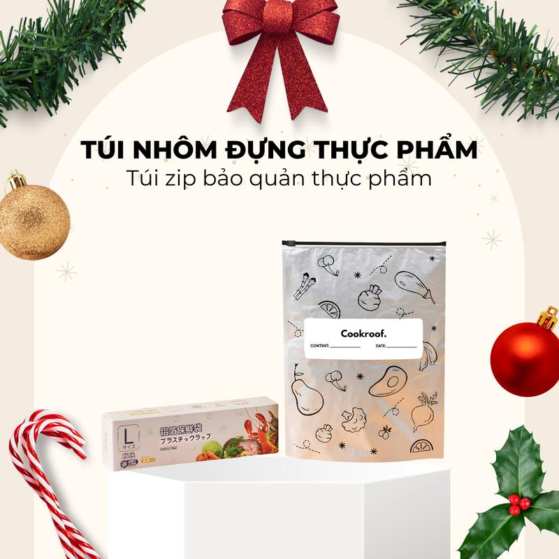   CHÍNH HÃNG  Túi Zip Đựng Thực Phẩm Nhôm Titan Túi Zip Đựng Thực Phẩm Tươi Sống Có Khóa Kéo Tag Ghi Chú Tái Sử Dụng 