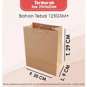 Paperbag warna Coklat Polos Ukuran 29x9x20 Tas Kado ToteBag Hadiah