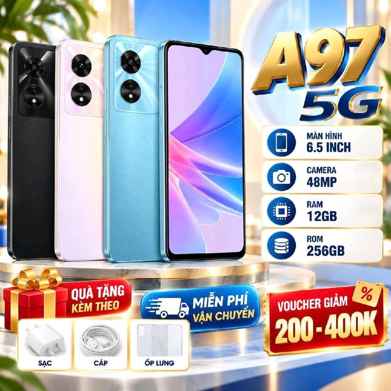 900: 2ND HAND : Điện Thoại OP A97 5G Ram 12/512Gb ,Pin 5000MAH, Chip Dimensity 810, Màn Hình 6.56" FHD+, 90Hz, Sở Hữu Loa To Rõ ,Chụp Hình Sắc Nét ,Lướt Wed Chơi Được Mọi Game  ,Bảo Hành 12 Tháng ,Tặng Sạc Cáp Ôp lưng Ạ