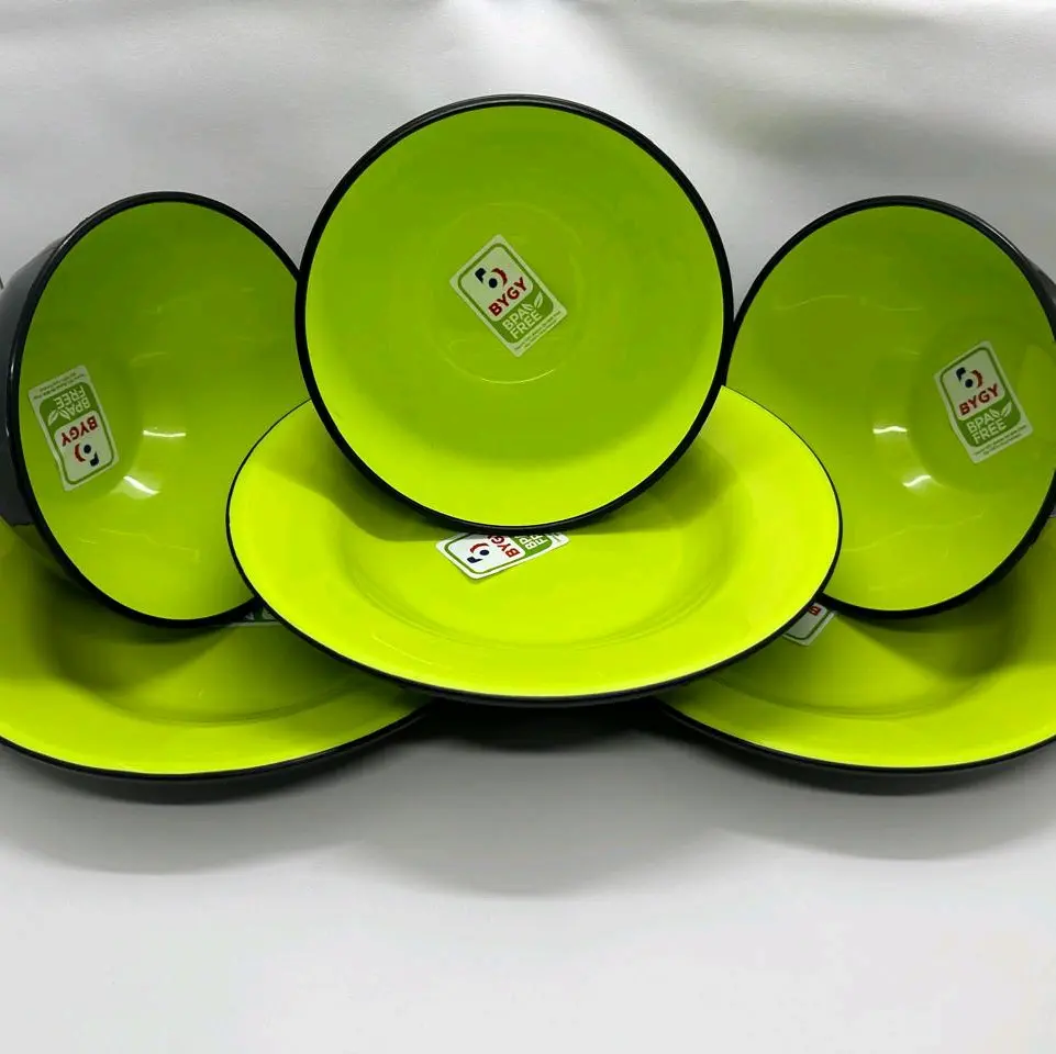 3 set 6 pcs mangkok piring ramen hijau hitam