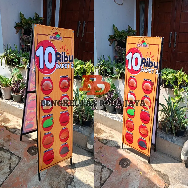 Standing Banner 2 Sisi Besi Hollow Galvanis 2x2 Ukuran T 150cm x L 50cm Hitam 1