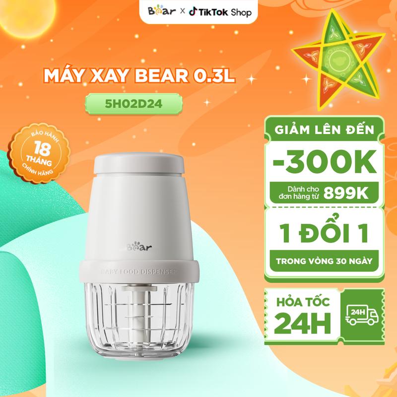 Máy Xay Ăn Dặm BEAR 0.3L 8 Lưỡi Máy Xay Thịt Cầm Tay Máy Xay Cháo Nhuyễn Mịn Máy Xay Mini Cho Bé Ăn Dặm CH-5H02D24