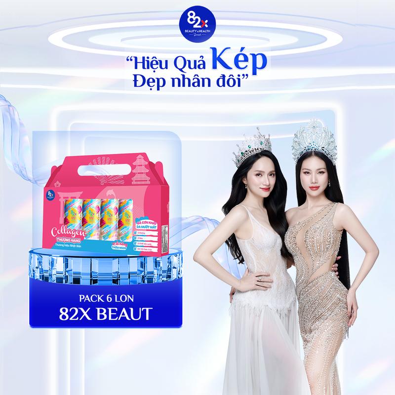 (Live) Set Quà Beaut"Kiêu Sa" - Pack 6 Lon Nước Uống 82X Beaut Giải Khát Lành Mạnh Bổ Sung Collagen, Không Đường, Ít Calo, Vị Ổi Hồng 245ml/Lon