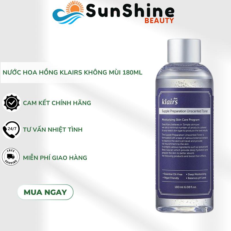 [MẦN ĐẸP] Nước Hoa Hồng Không Mùi Dưỡng Ẩm Và Làm Mềm Da Dear Klairs Supple Preparation Unscented Toner 180ml