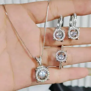 Titanium88 Set Dancing Stone Silver (Kalung+Anting+Cincin) Rianna Wanita Bronze Imitasi