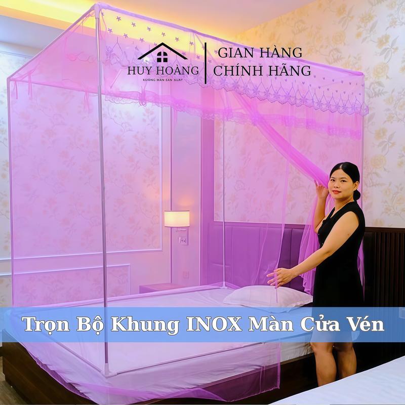 M8 Trọn Bộ Khung INOX Và Màn Dây Tuyn Thái Cửa Vén chống muỗi cho người lớn-Xưởng màn HUY HOÀNG màn chong muoi man chup màn ngủ muỗi chống