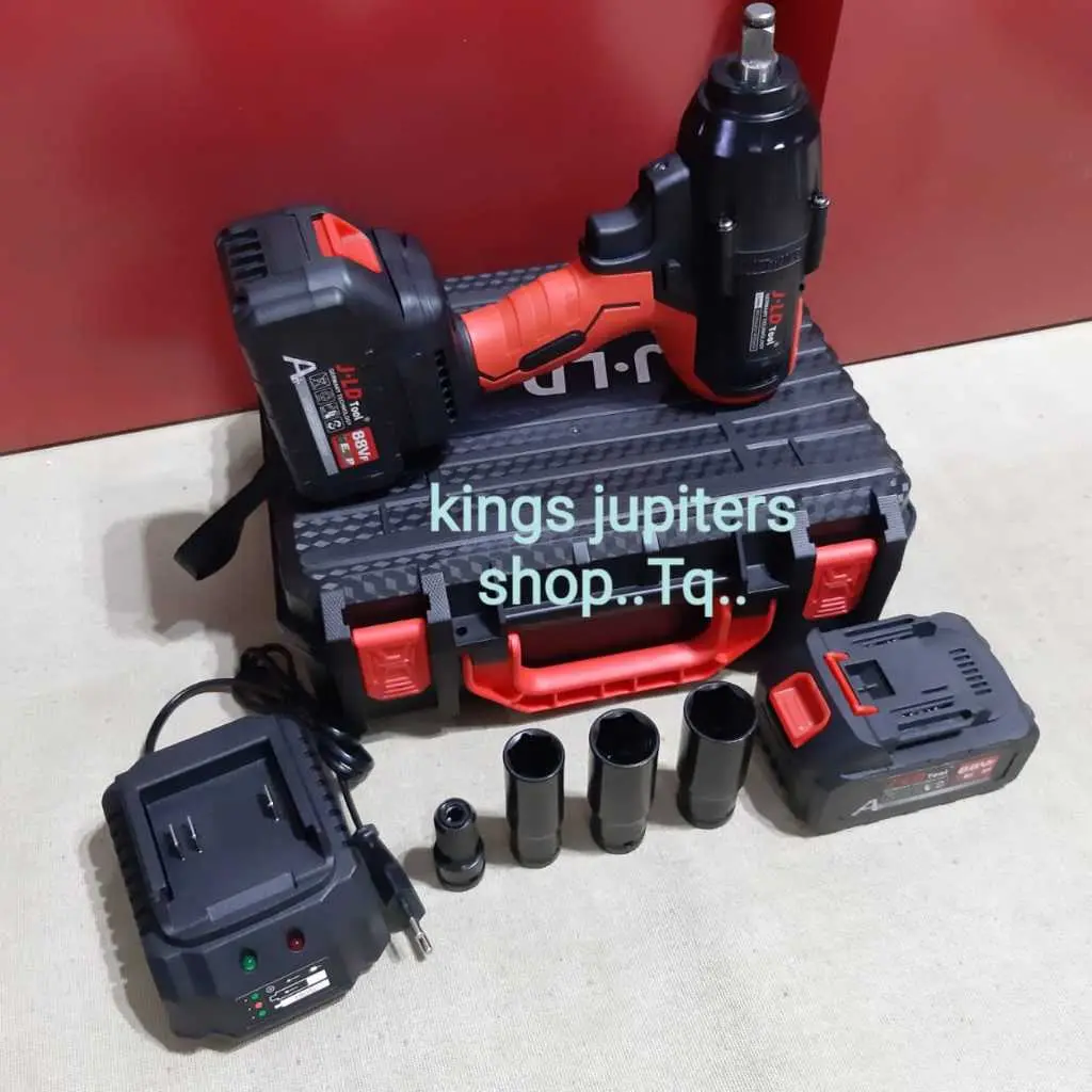 2 BATRE SET atau MESIN - CAS = BATRAI AJA - JLD JUMBO 650NM BISA BUKA BAUT RODA BAN MOBIL CORDLESS IMPEK IMPACT IMPACK WRENCH BOR BUKA BAUT 481