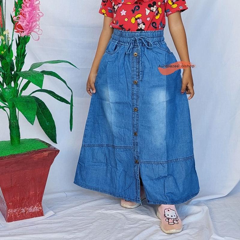 Rok Jeans Anak Model kancing Umur 3-20tahun 2