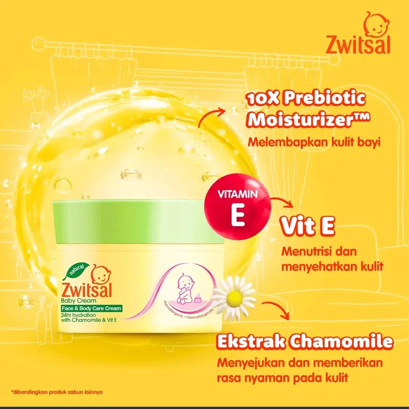 Zwitsal baby face & body care cream 50 gr/ krim wajah & badan bayi anak Ruam Sensitif Kulit zw its 1